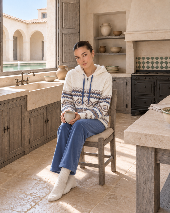 JOURI Geometric Hooded Pajama Set - 9056, Blue