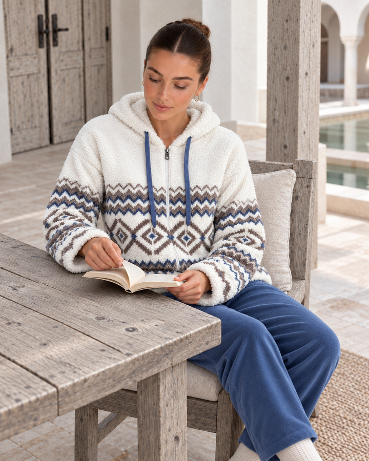 JOURI Geometric Hooded Pajama Set - 9056, Blue