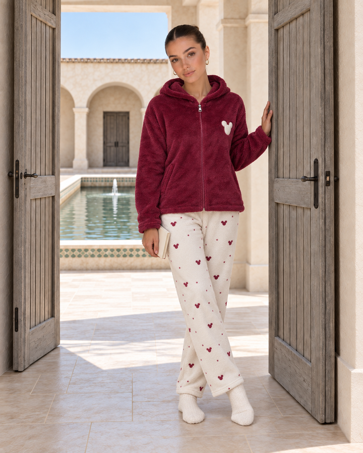 JOURI Mickey Hooded Pajama Set - 9053, Burgundy