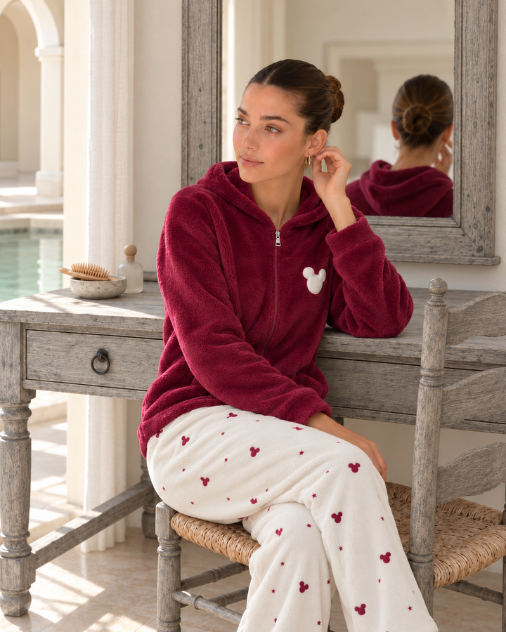 JOURI Mickey Hooded Pajama Set - 9053, Burgundy