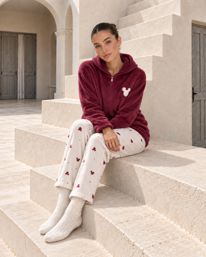 JOURI Mickey Hooded Pajama Set - 9053, Burgundy