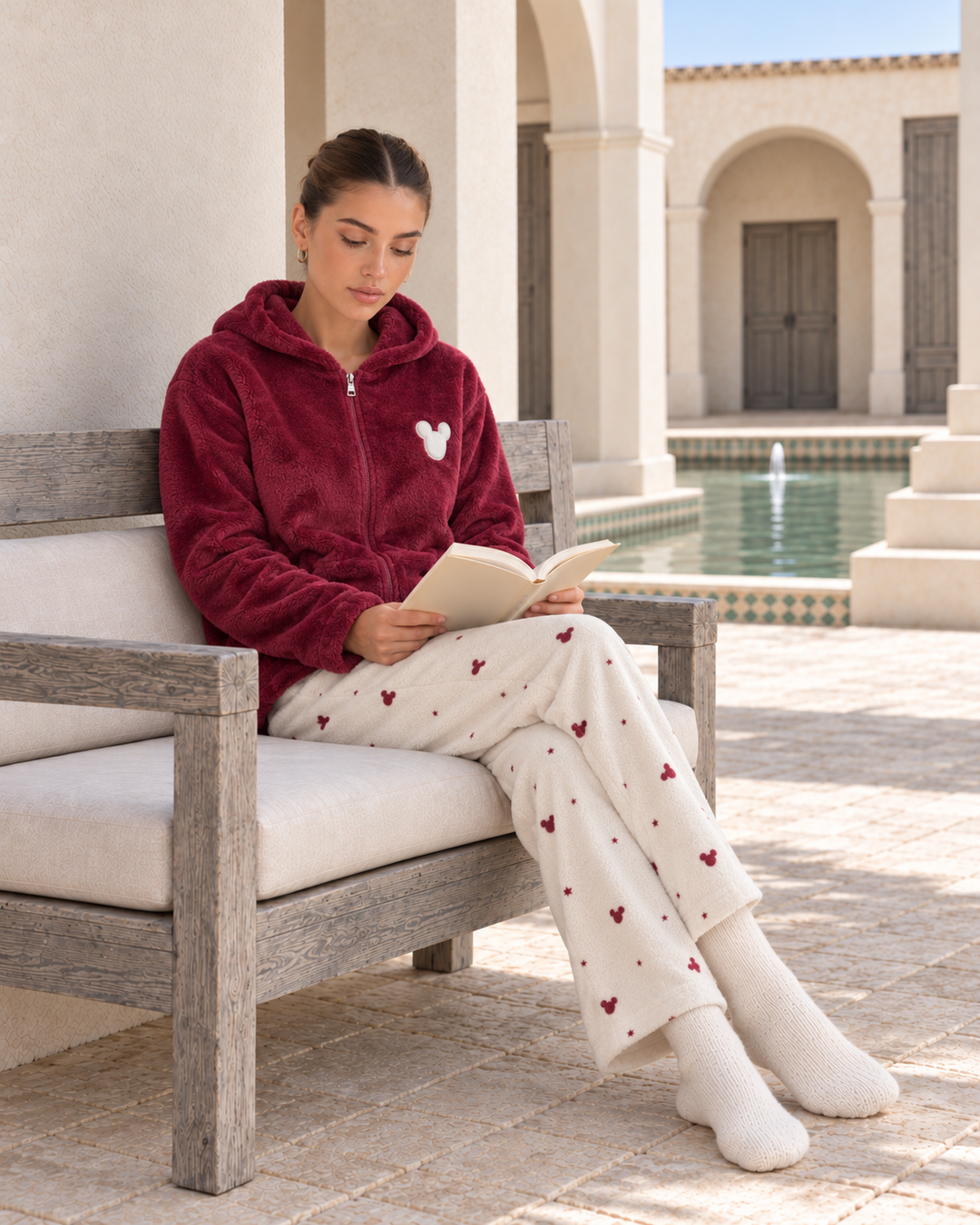 JOURI Mickey Hooded Pajama Set - 9053, Burgundy