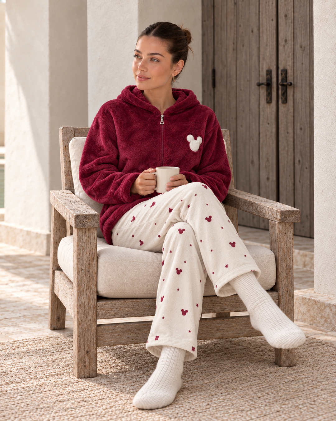 JOURI Mickey Hooded Pajama Set - 9053, Burgundy