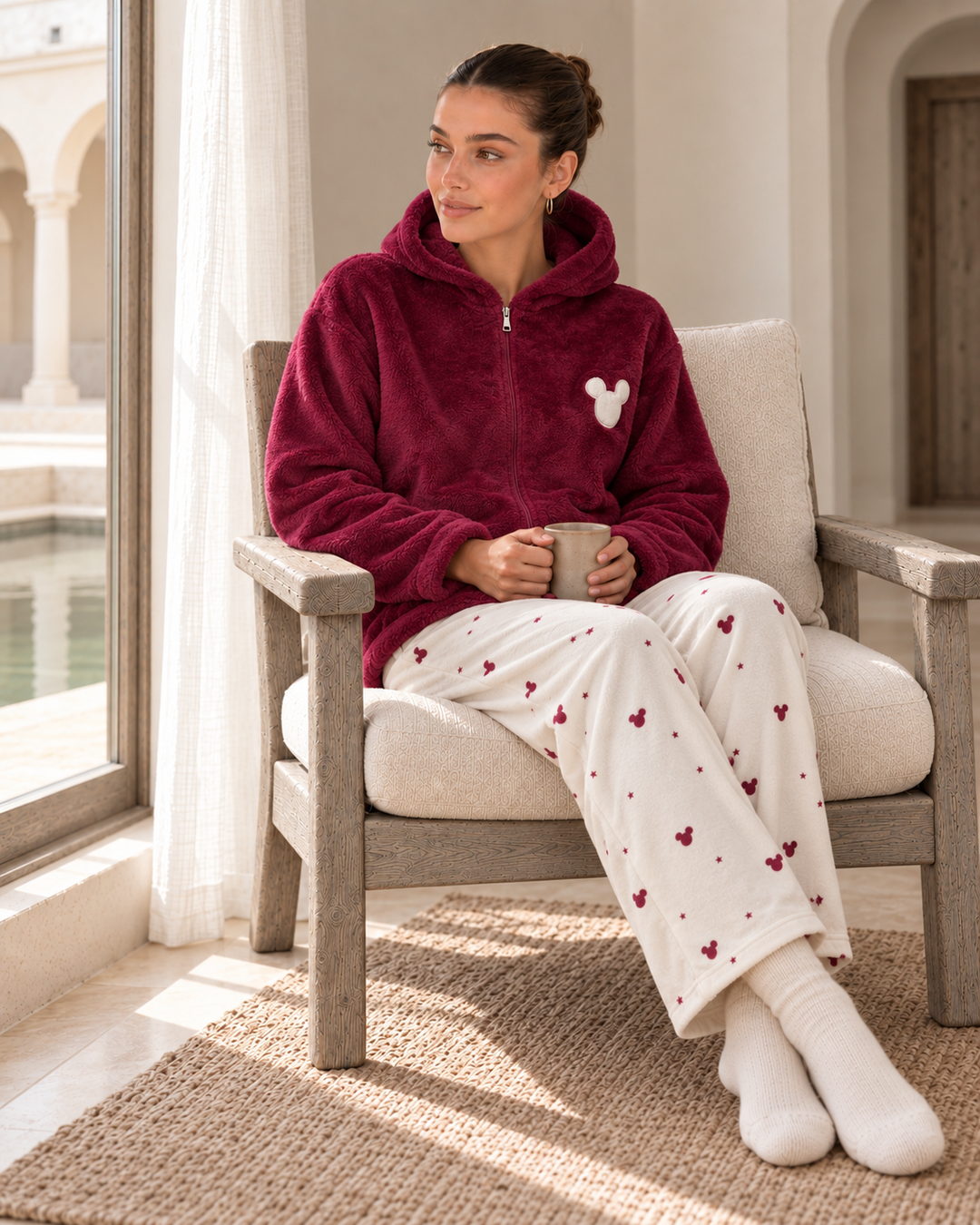 JOURI Mickey Hooded Pajama Set - 9053, Burgundy