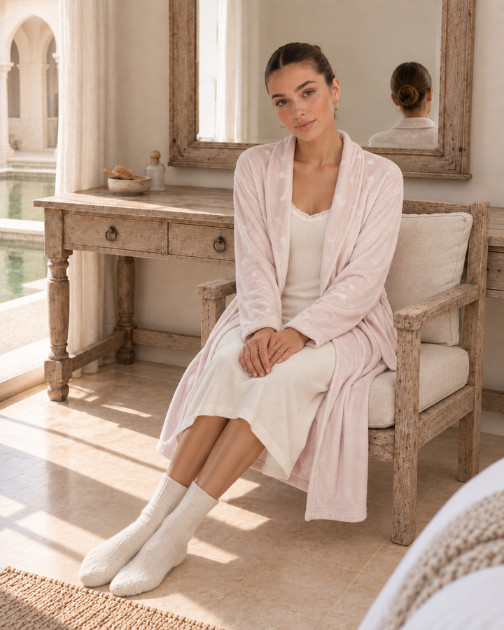 JOURI Two-Piece Robe Pajama Set - 9041, Blush Pink