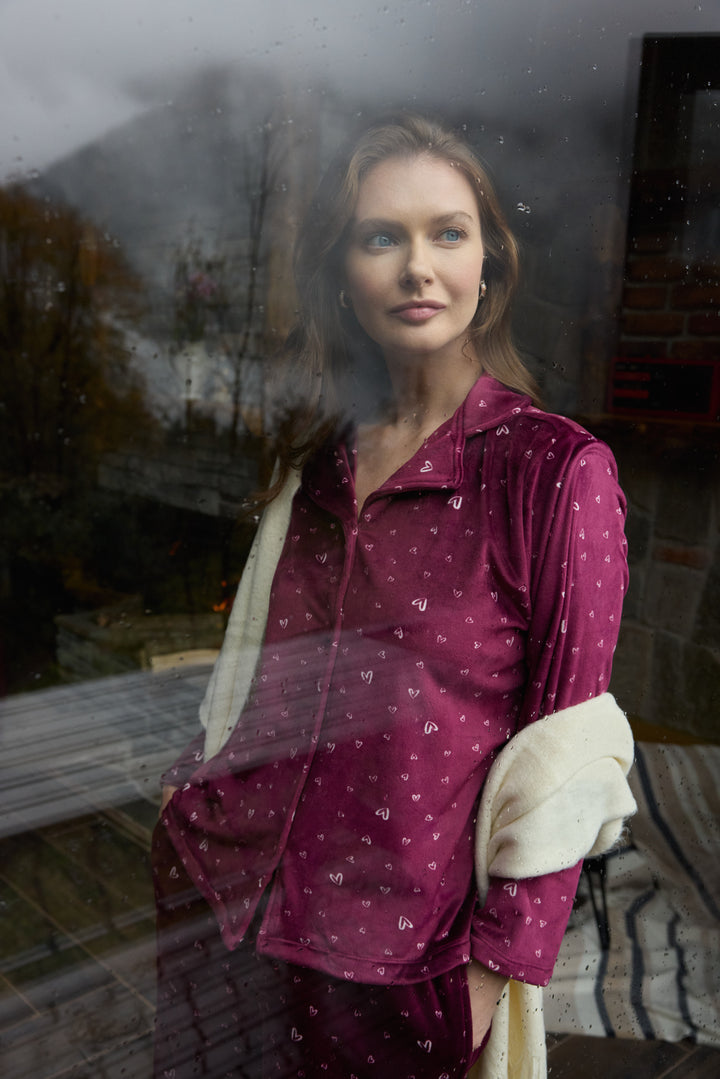 Velvet Heart Pajama Set – Soft Winter Comfort | 6003