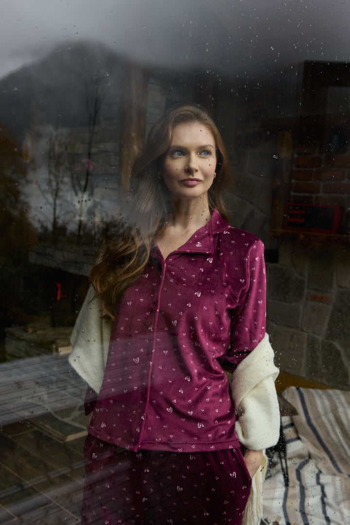 Velvet Heart Pajama Set – Soft Winter Comfort | 6003