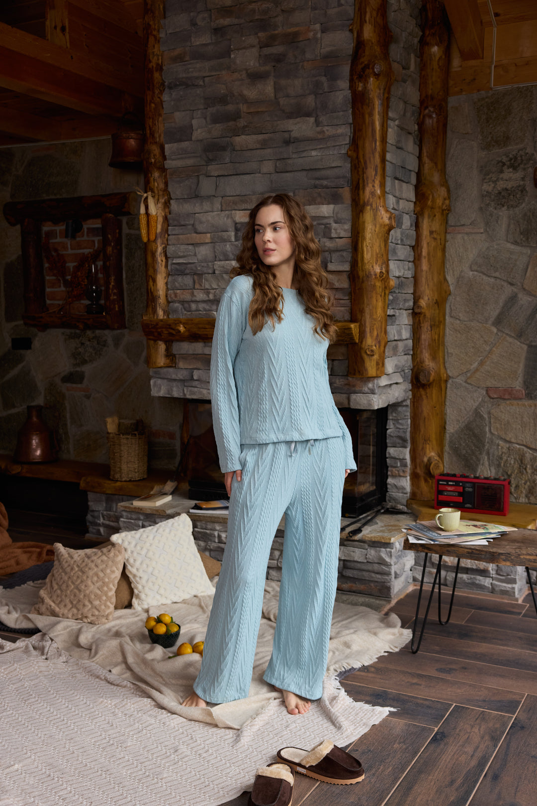 Textured Winter Loungewear Set – Soft &amp; Cozy Comfort | 6005