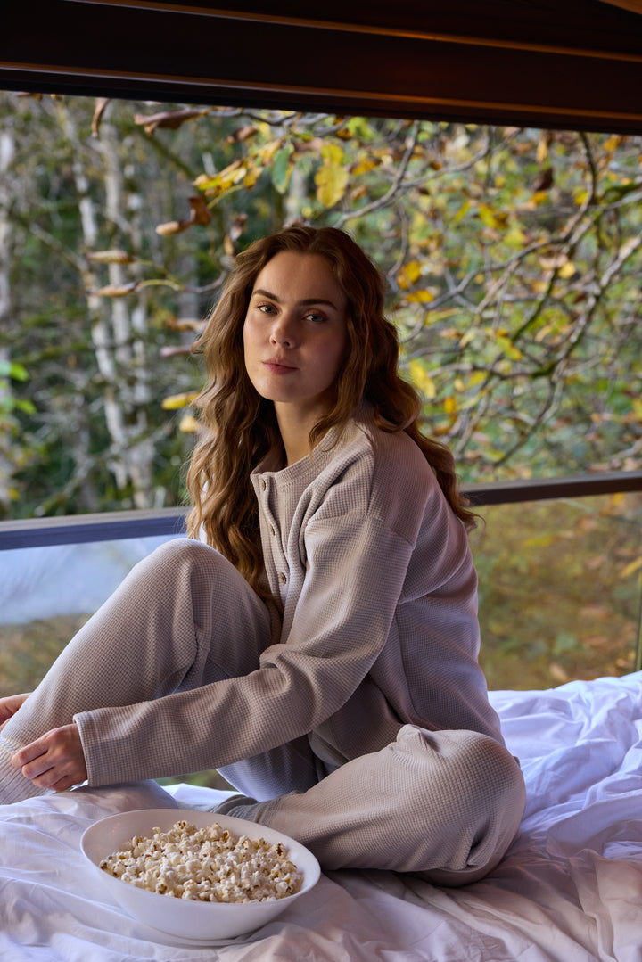 Jouri Soft Waffle Lounge Set – Minimal Cozy Homewear/6063