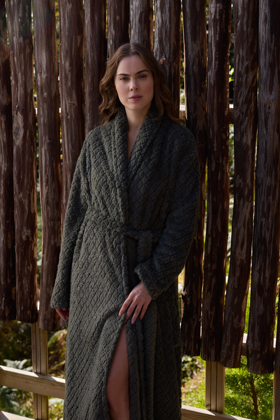Long Quilted Winter Robe – Cozy Textured Loungewear /6096
