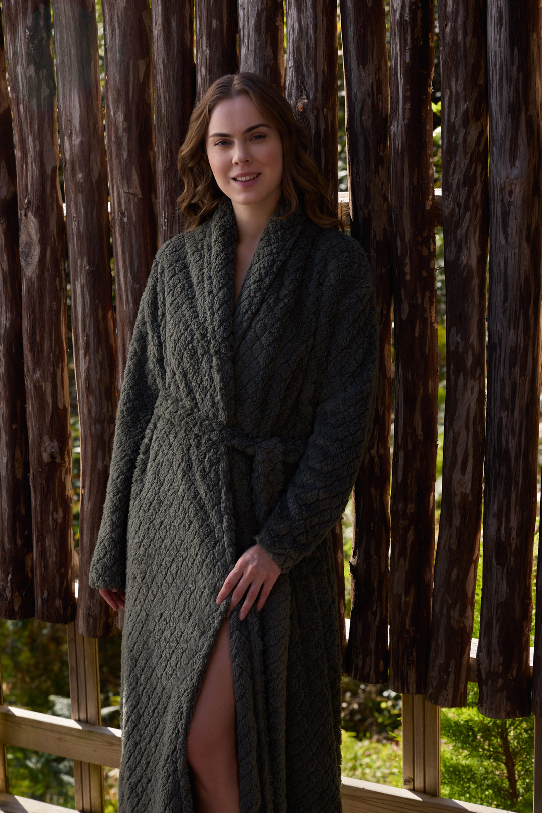 Long Quilted Winter Robe – Cozy Textured Loungewear /6096