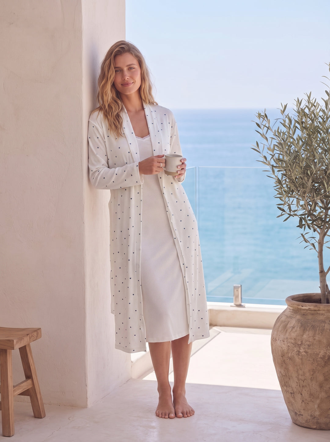 Jouri Women’s Blue Heart Print Robe l 8054