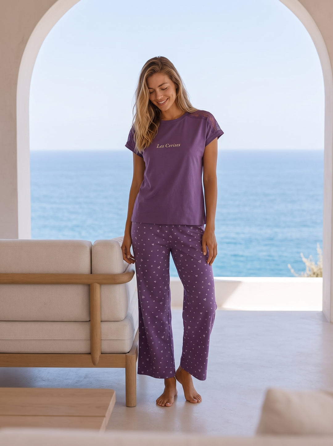 Jouri Women’s Lace Detail Lounge Set l 8050