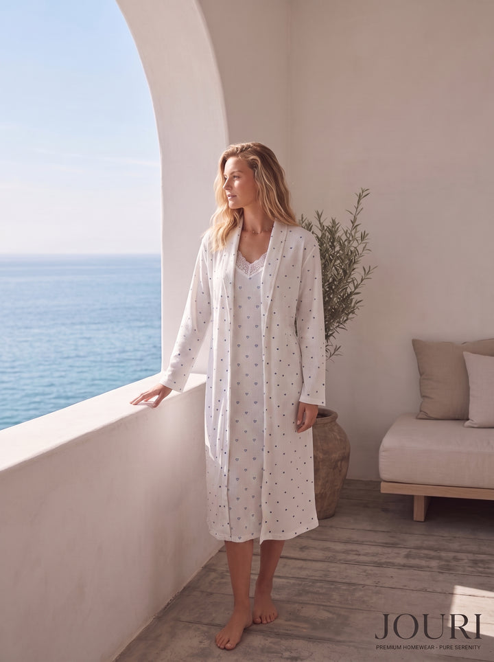 Jouri Women’s Blue Heart Print Robe l 8054
