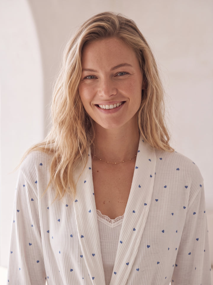 Jouri Women’s Blue Heart Print Robe l 8054