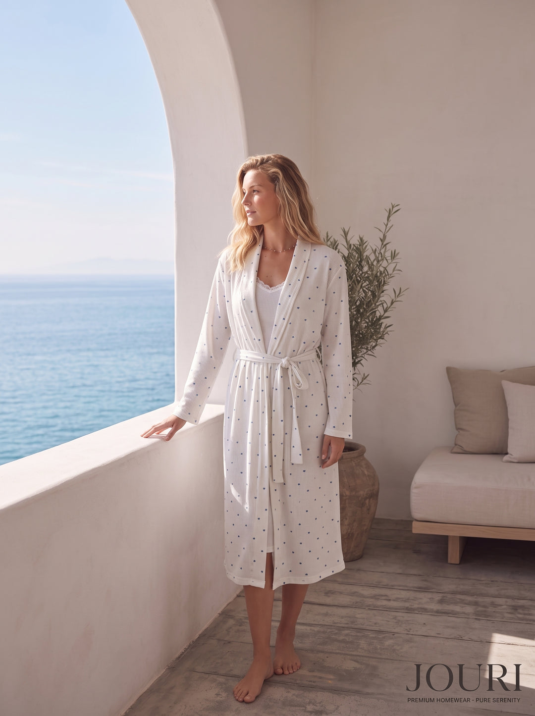 Jouri Women’s Blue Heart Print Robe l 8054
