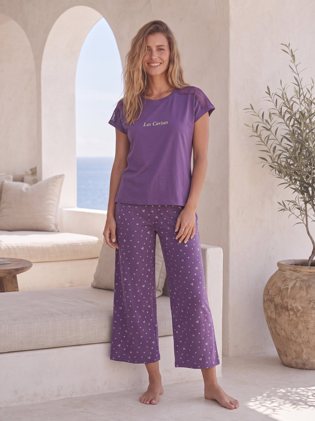 Jouri Women’s Lace Detail Lounge Set l 8050