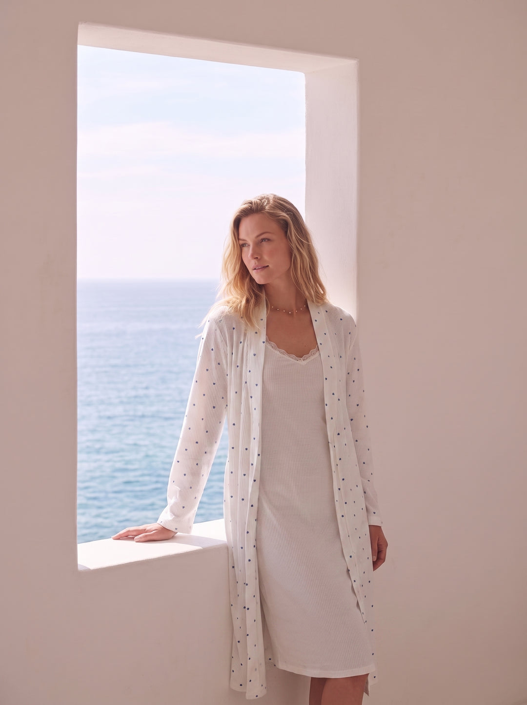 Jouri Women’s Blue Heart Print Robe l 8054