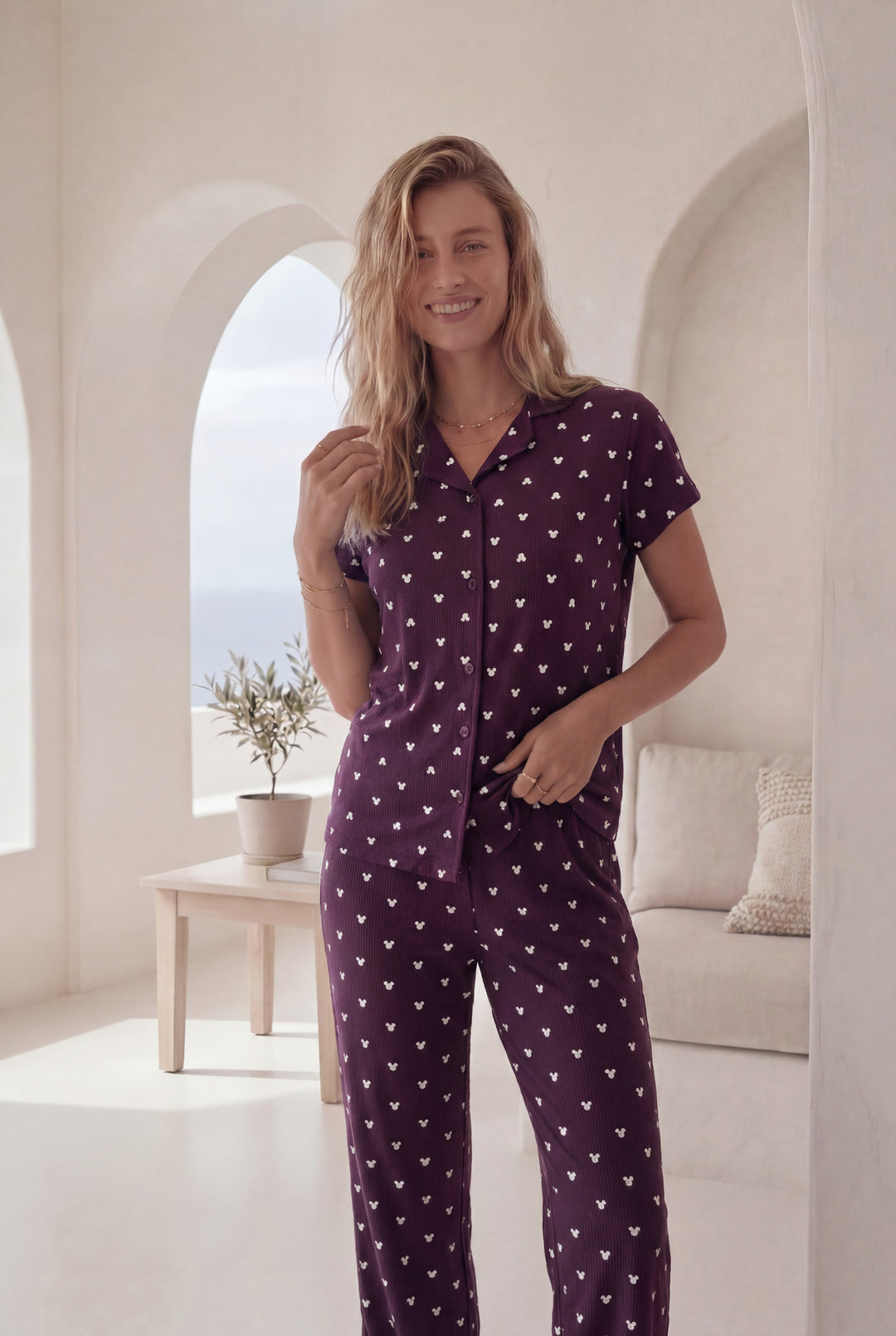 Jouri Women’s Mickey Print Pajama Set L 8033