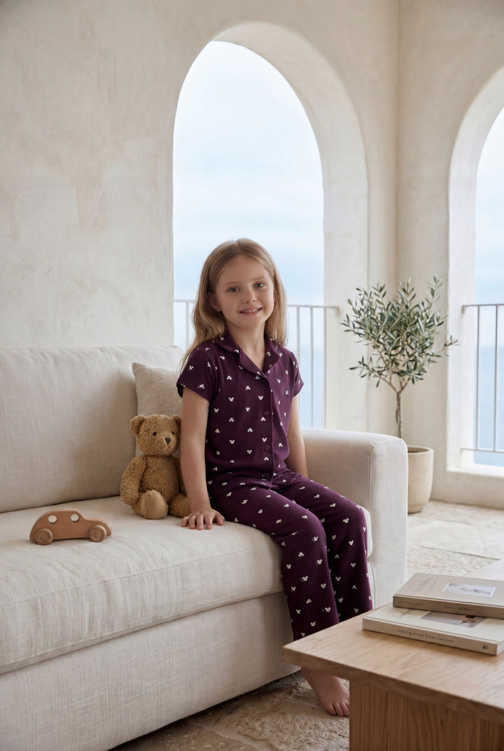 Jouri Kids Heart Print Pajama Set 8033k