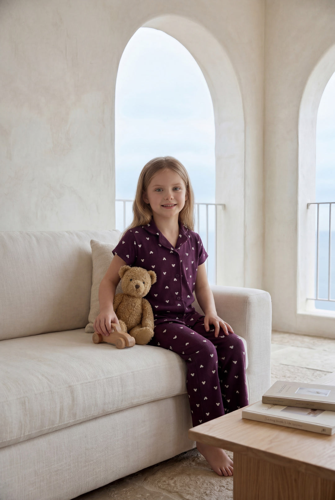 Jouri Kids Heart Print Pajama Set 8033k