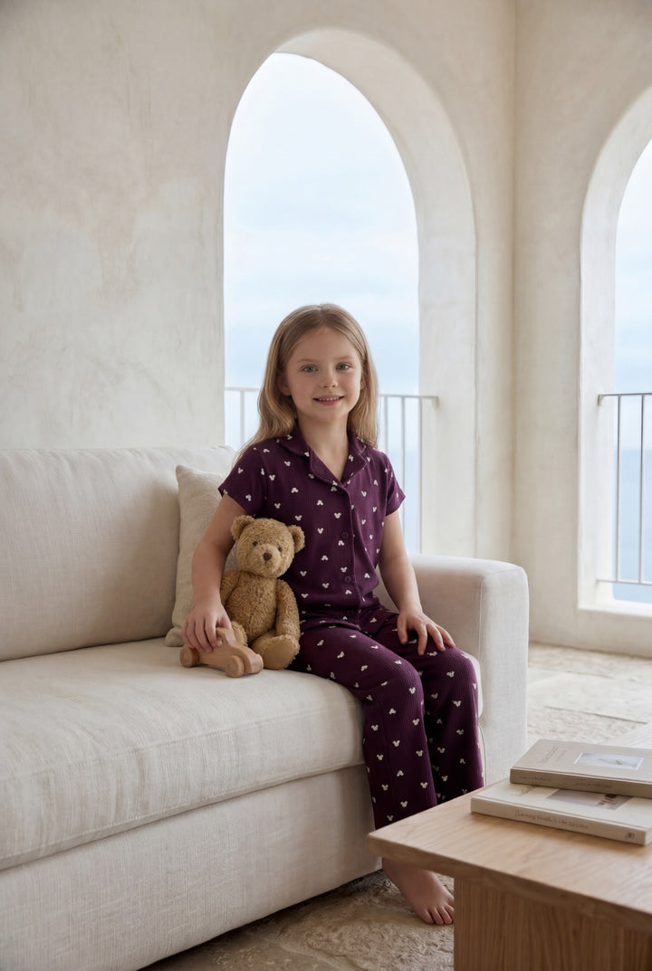 Jouri Kids Heart Print Pajama Set 8033k