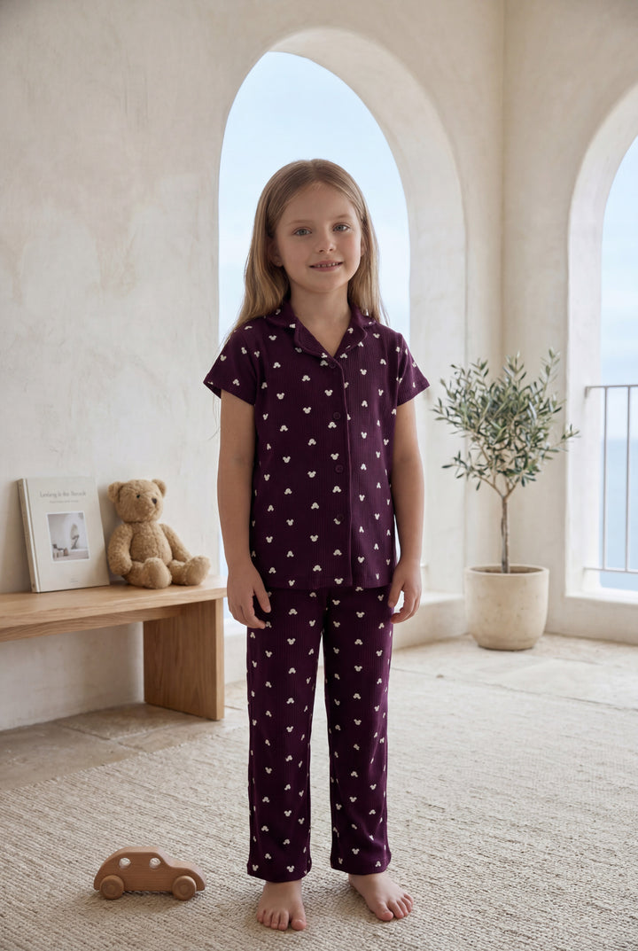 Jouri Kids Heart Print Pajama Set 8033k