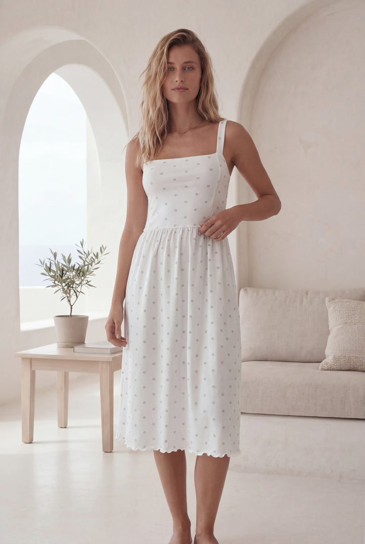 Women’s Off-White Sleeveless Night Dress l 8025
