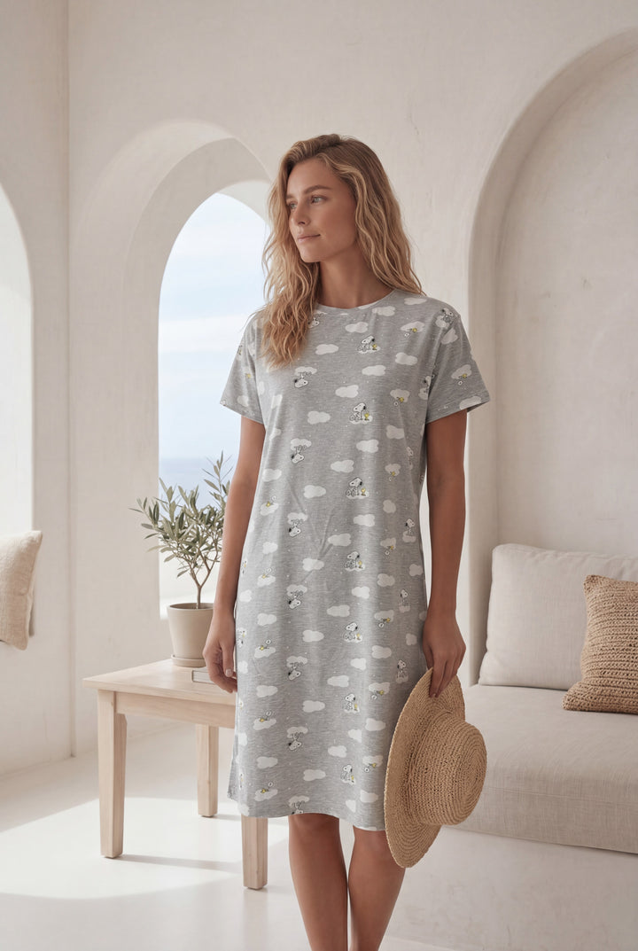 Women’s Snoopy Grey Sleep Dress l 8017