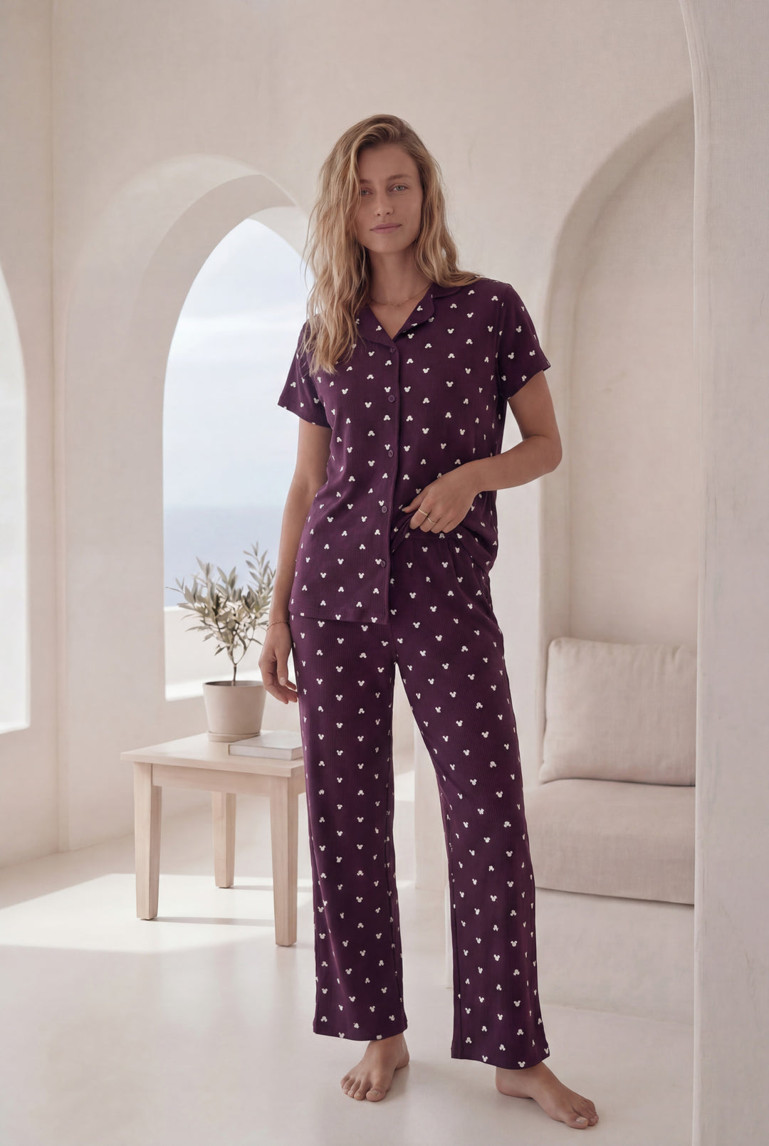 Jouri Women’s Mickey Print Pajama Set L 8033