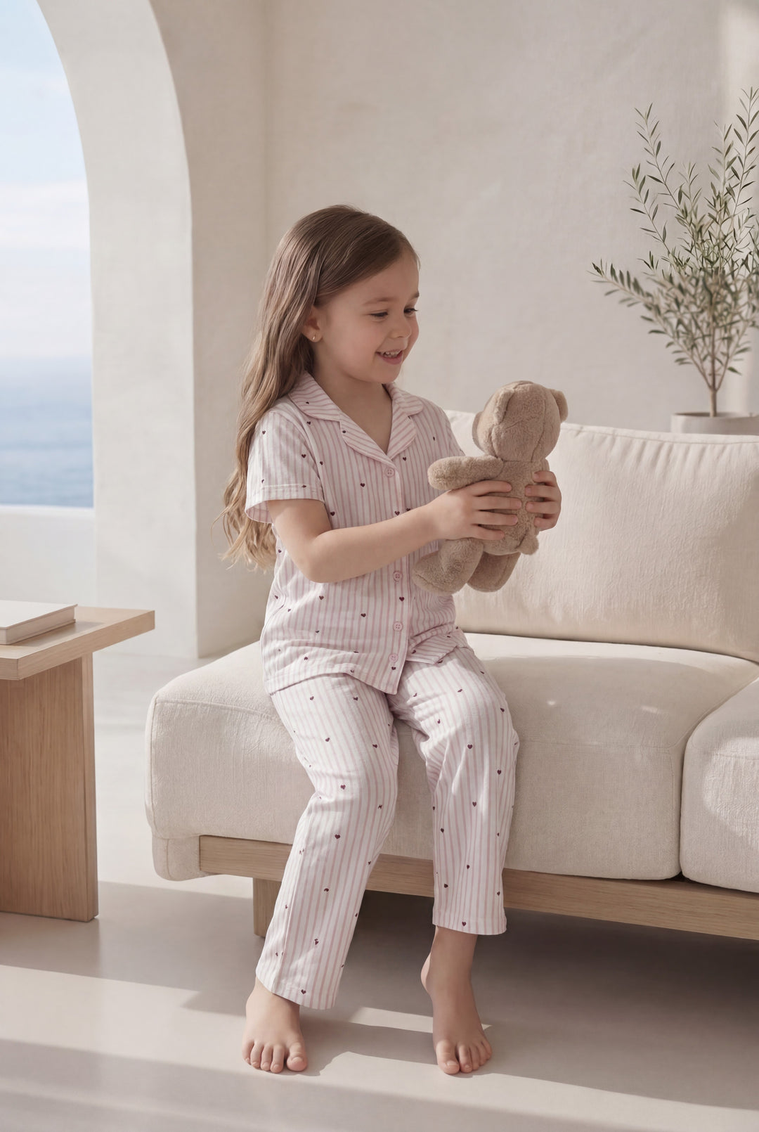 Jouri Kids Heart Print Pajama Set l 8028