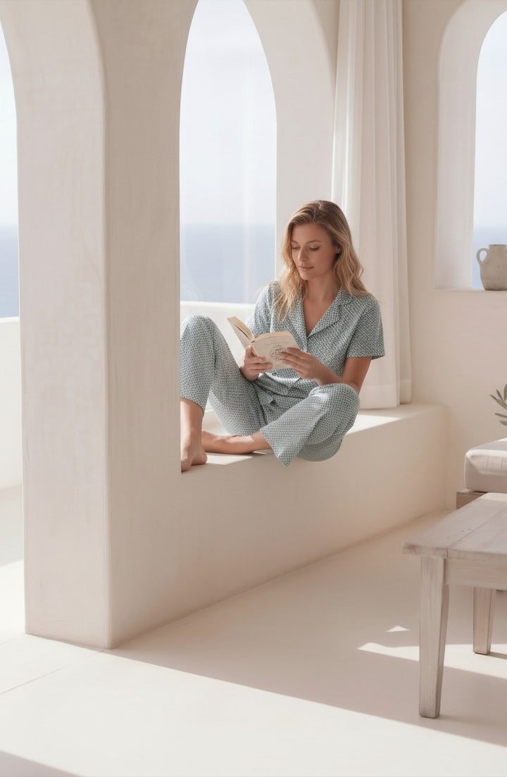 Women’s Mint Geometric Pajama Set l 8011