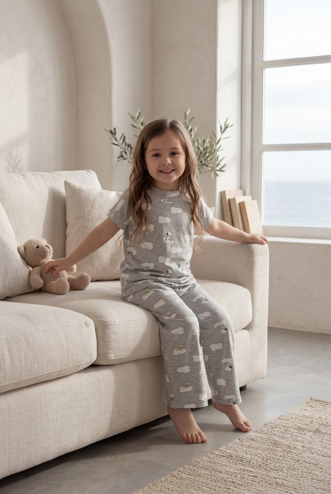 Jouri Kids Snoopy Print Pajama Set l 8002