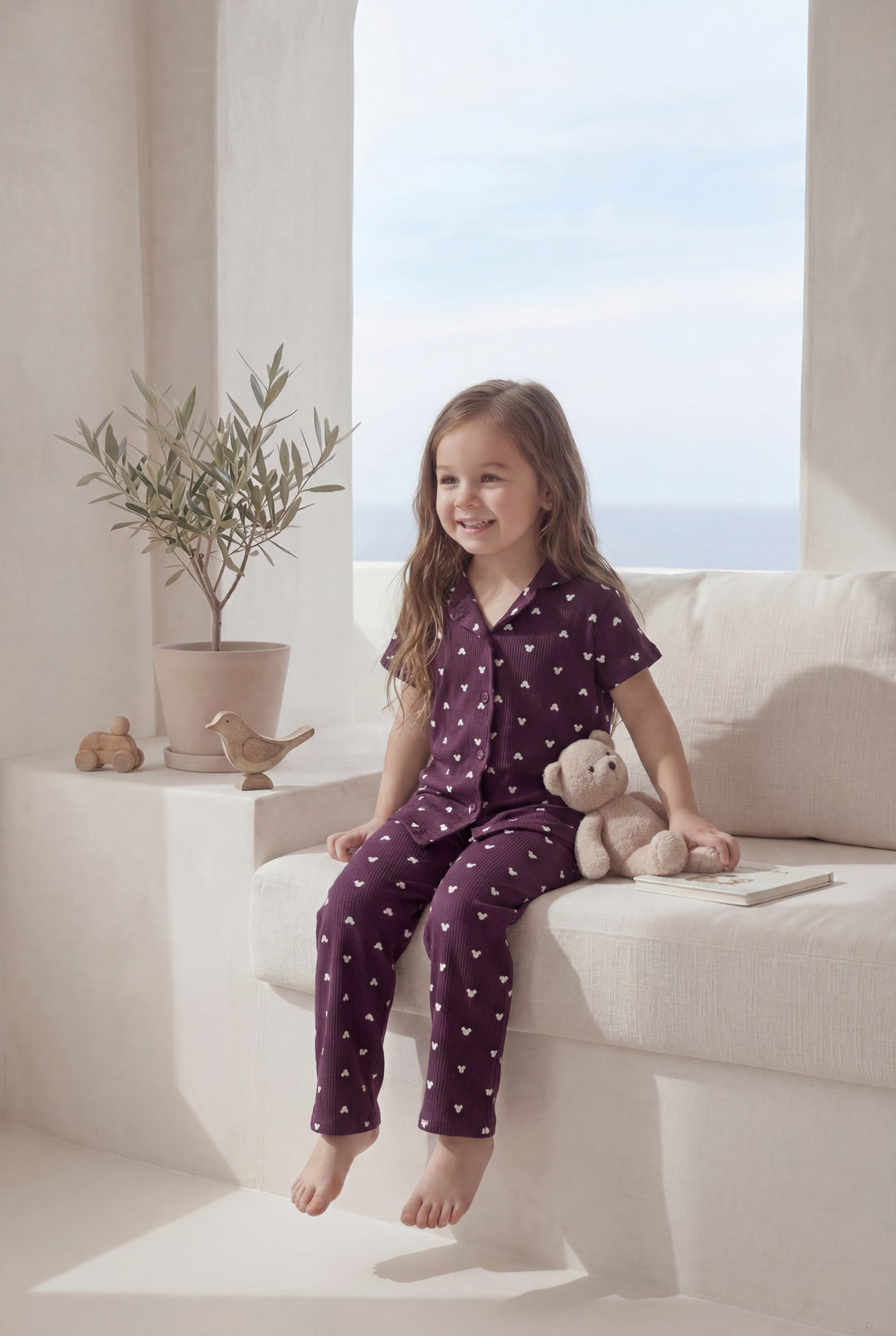 Jouri Kids Heart Print Pajama Set 8033k