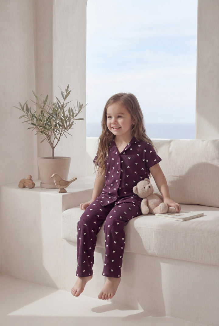 Jouri Kids Heart Print Pajama Set 8033k