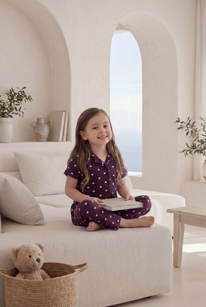 Jouri Kids Heart Print Pajama Set 8033k
