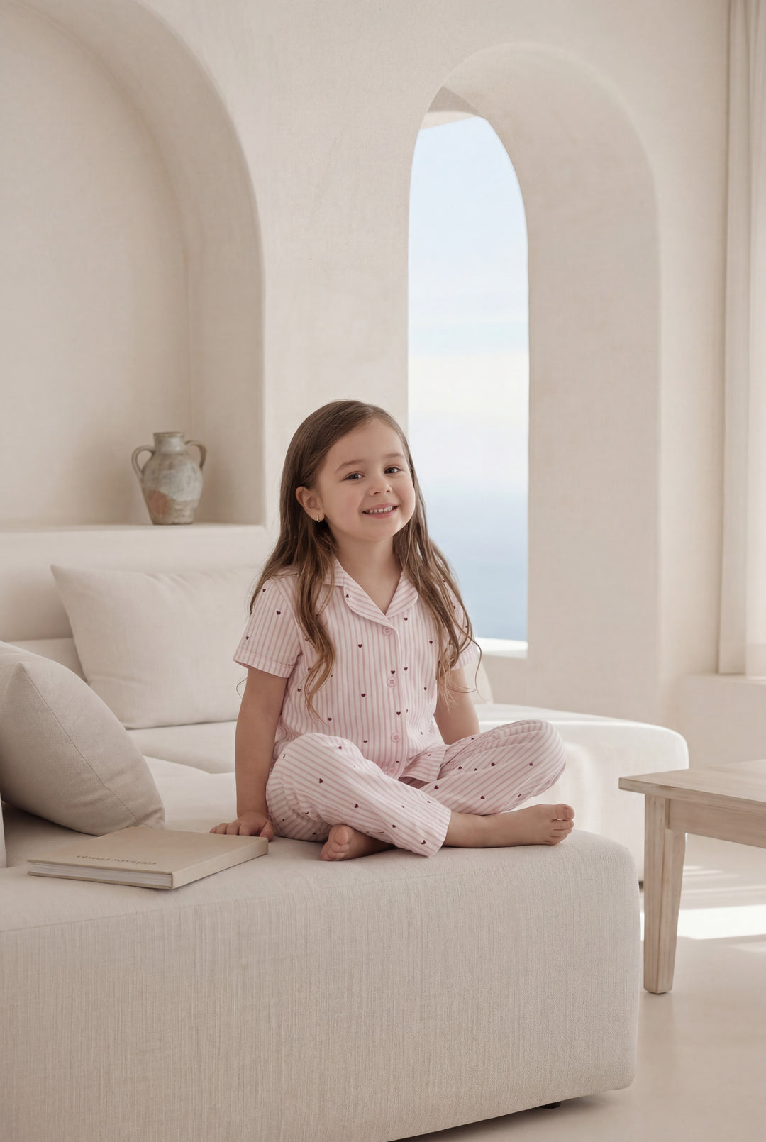 Jouri Kids Heart Print Pajama Set l 8028