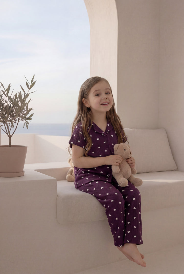 Jouri Kids Heart Print Pajama Set 8033k