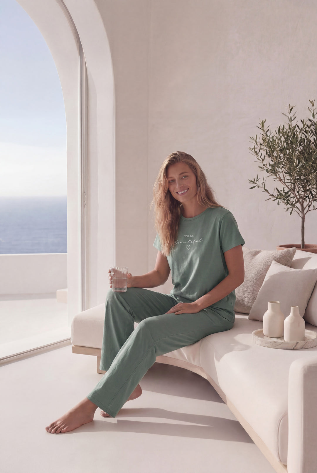"YOU ARE BEAUTIFUL" half-sleeve pajamas