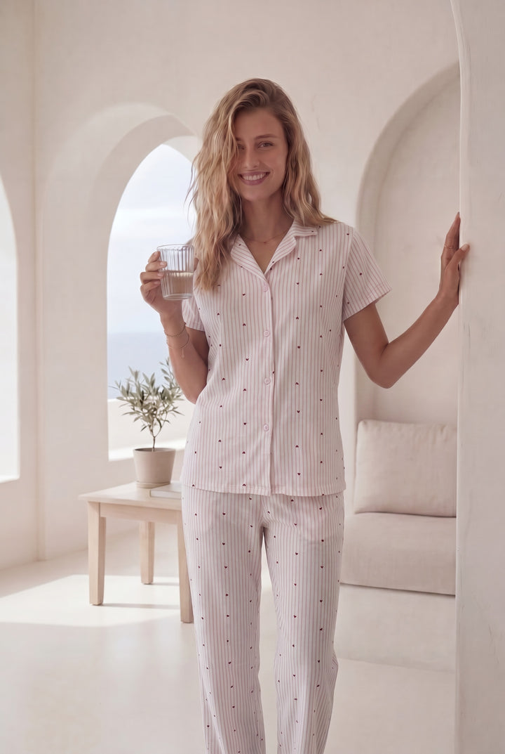 Jouri Women’s Printed Cotton Pajama Set l 8028