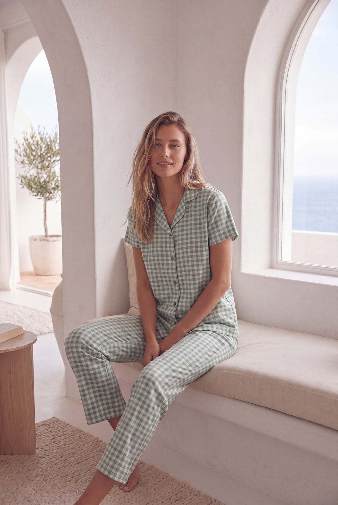 Jouri Women’s Gingham Pajama Set l 8041