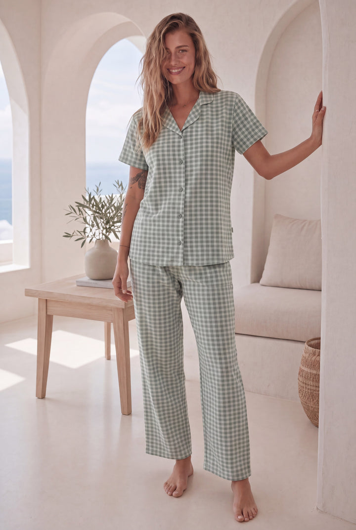 Jouri Women’s Gingham Pajama Set l 8041