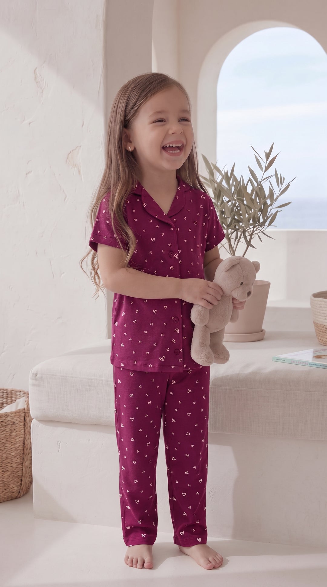 Kids Heart Print Pajama Set 2841 k