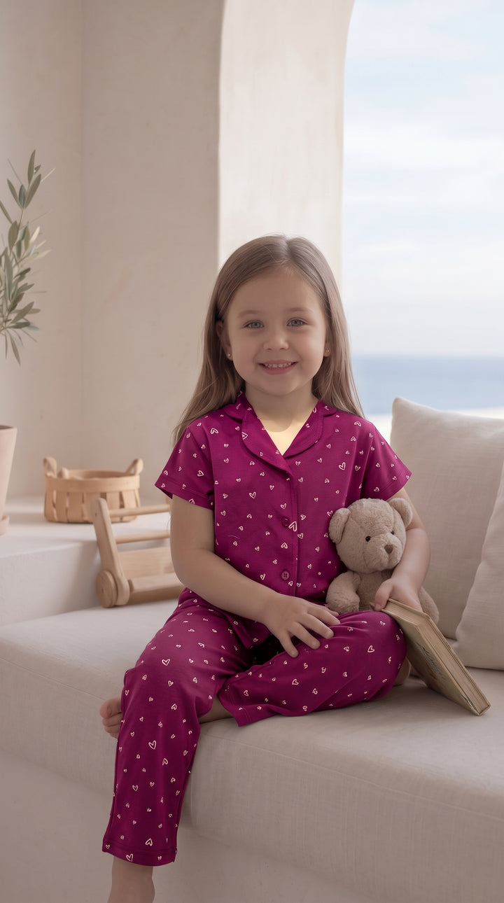 Kids Heart Print Pajama Set 2841 k