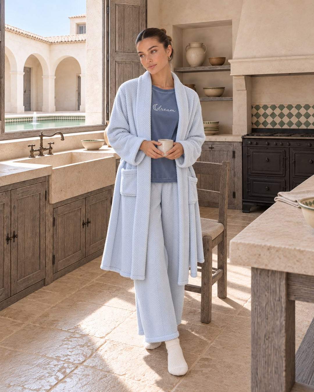 Three-Piece Robe Pajama Set - 9022