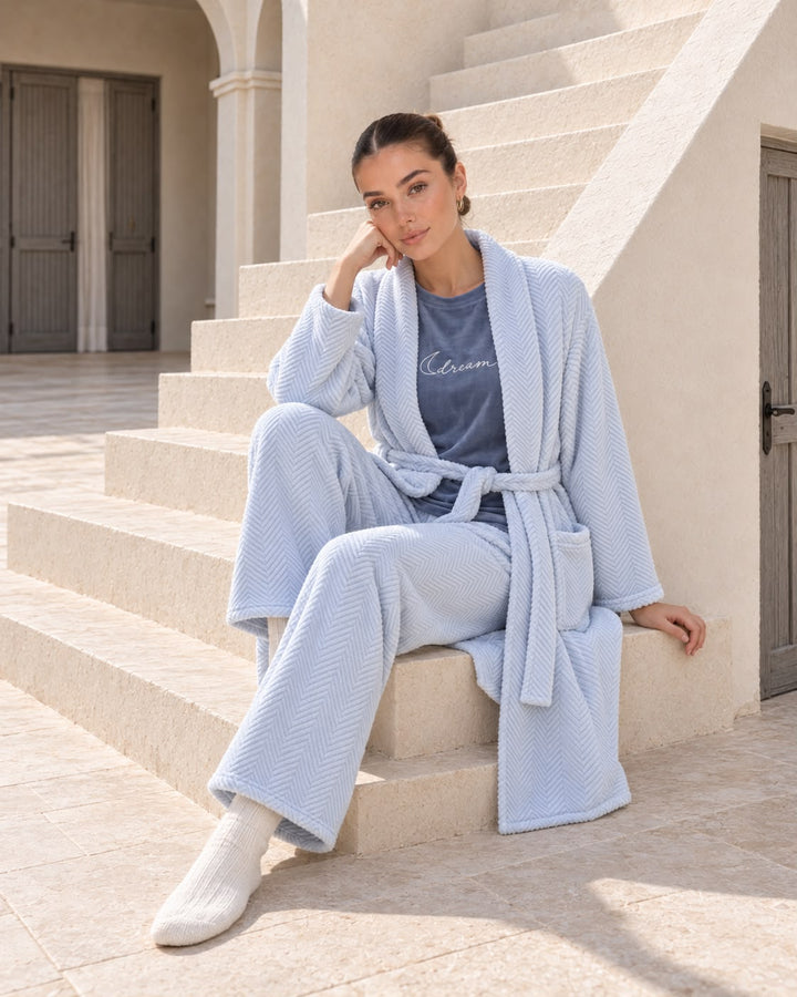 Three-Piece Robe Pajama Set - 9022