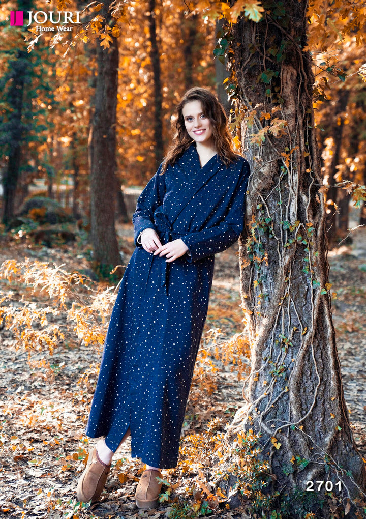 Long winter robe printed with stars