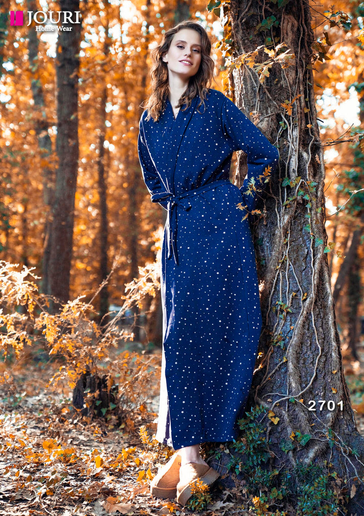 Long winter robe printed with stars