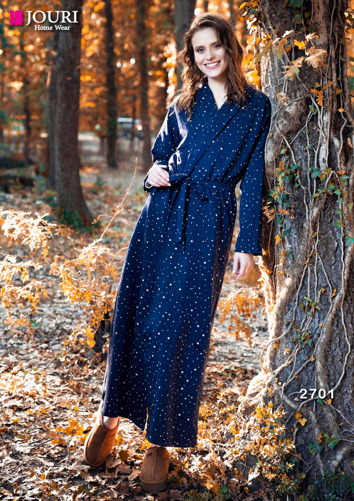 Long winter robe printed with stars