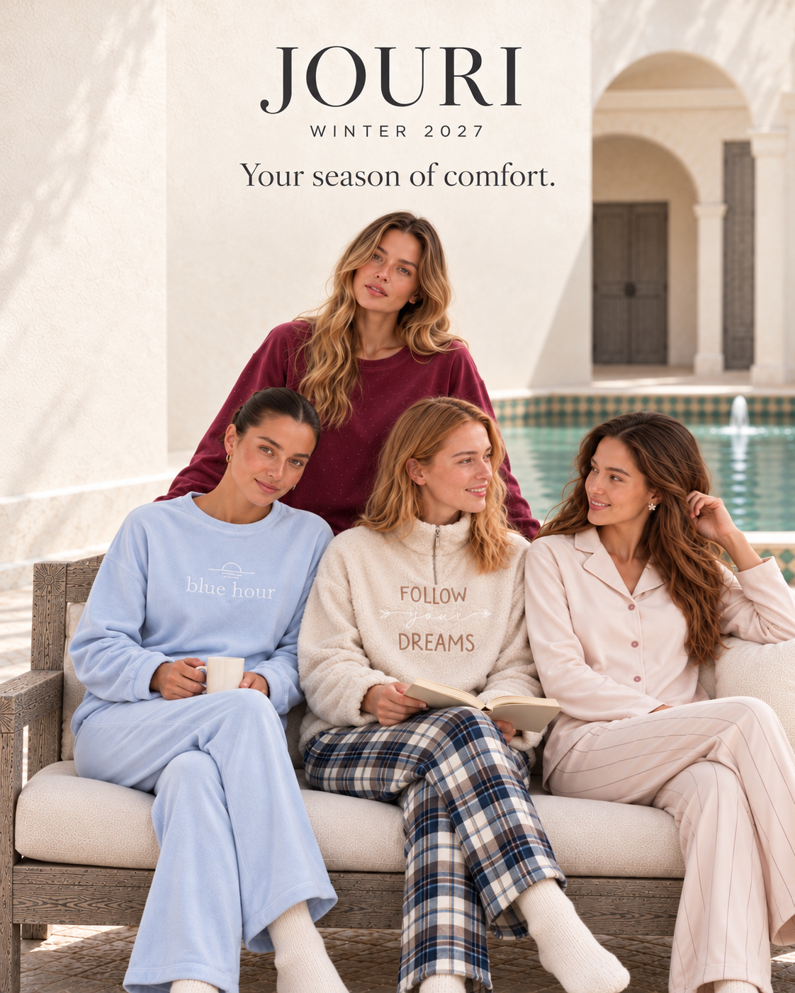 JOURI Winter 2027 — Your season of comfort. Mobile winter homewear campaign.
